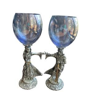 King Arthur Queen Guinevere Pewter Wine Glass Goblets fellowship foundry crystal